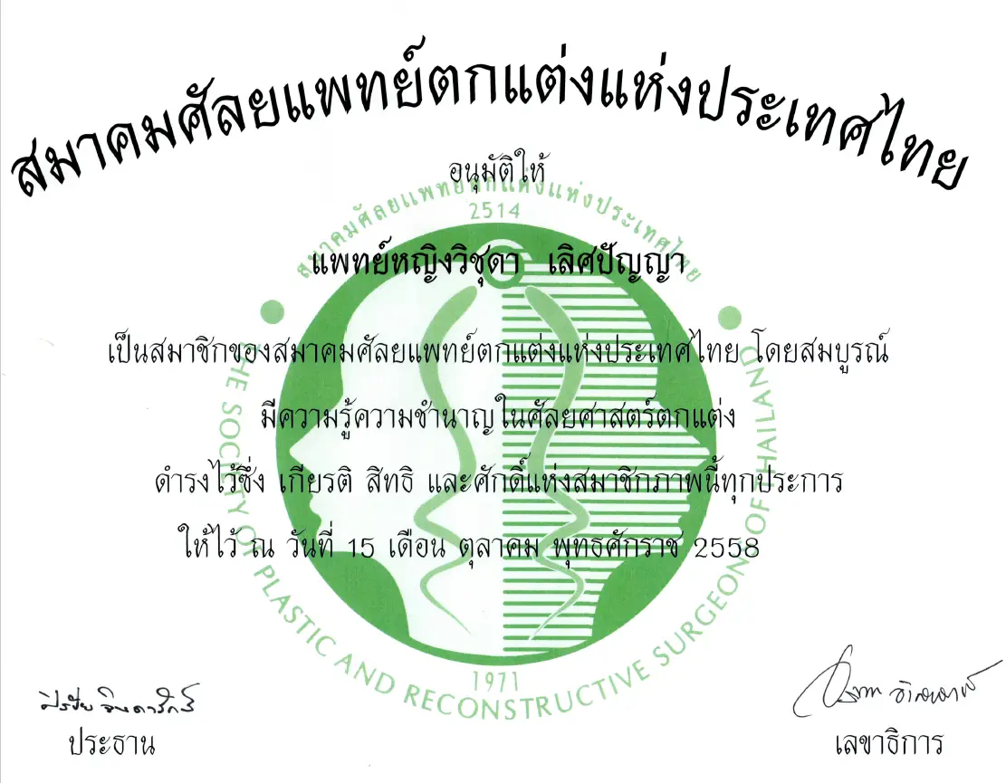สมาชิกสมาคมศัลยแพทย์ตกแต่งแห่งประเทศไทย